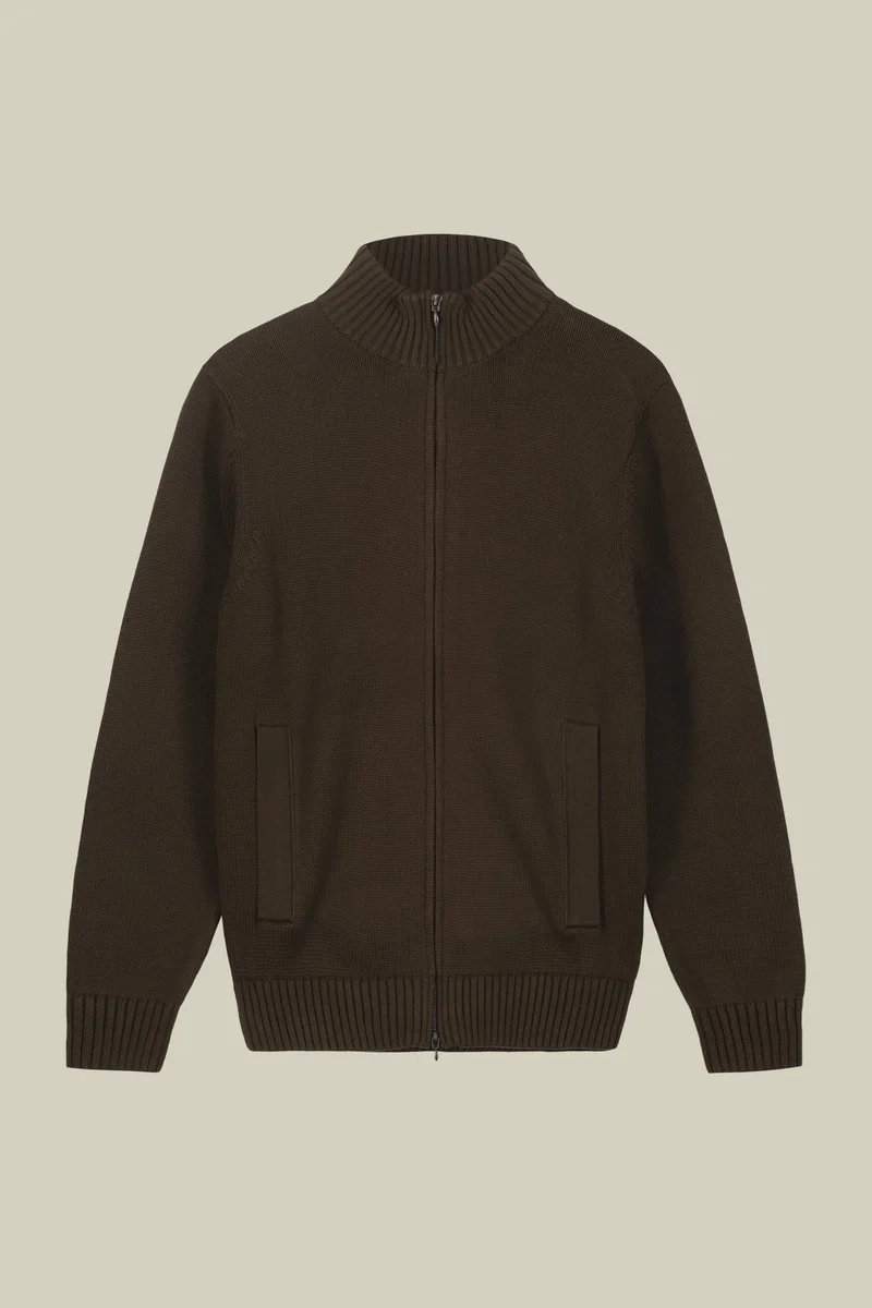 دوبل غانغر Men's 100% cotton cardigan - Brown