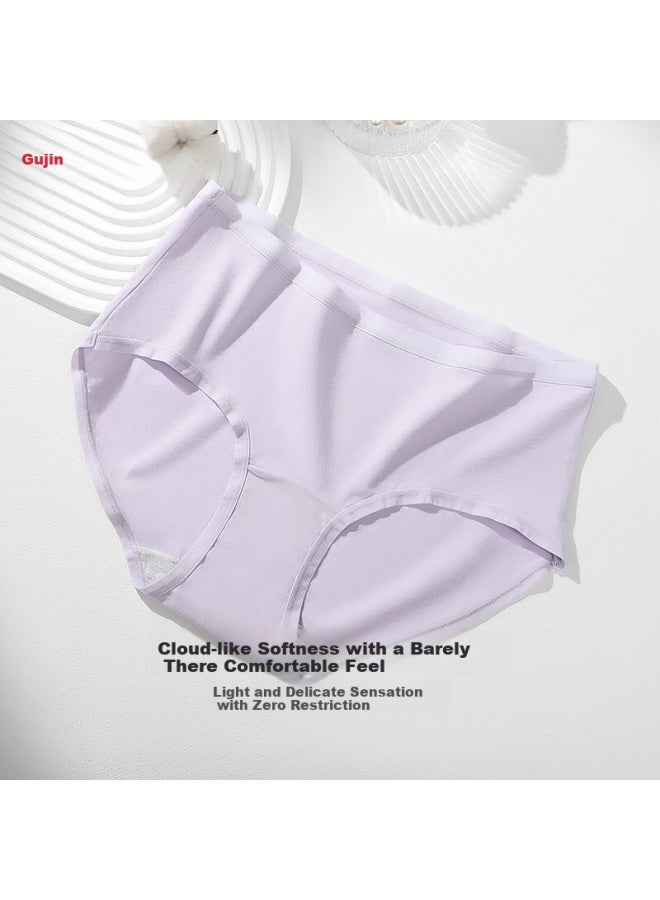Gujin Women's Solid Color Cotton Underwear 7a Antibacterial Crotch Mid-waist High Elastic Breathable Comfortable Triangle Shorts Panties - Image 3