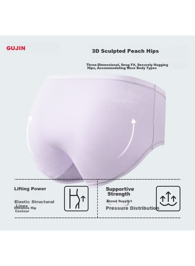 Gujin Women's Solid Color Cotton Underwear 7a Antibacterial Crotch Mid-waist High Elastic Breathable Comfortable Triangle Shorts Panties - Image 4