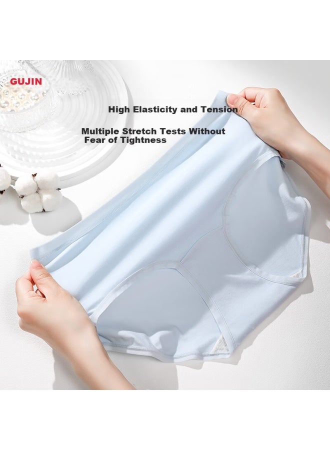 Gujin Women's Solid Color Cotton Underwear 7a Antibacterial Crotch Mid-waist High Elastic Breathable Comfortable Triangle Shorts Panties - Image 5