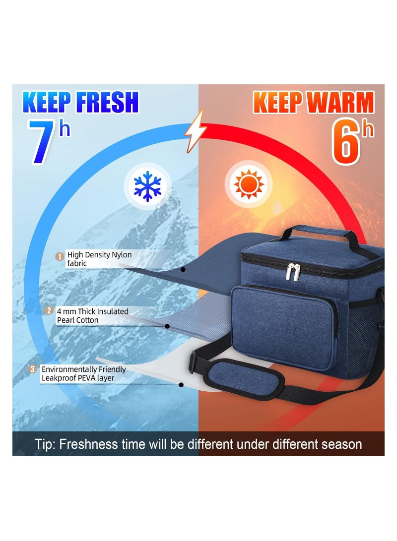 Bluejw Insulated Lunch Bag For Men Women Kids With Strap Handles, Wide Open Easy To Clean Insulated Lunch Bag Box For Office Work School Picnic Travel, Leakproof Thermal Cooler Insulated Lunch - Image 4