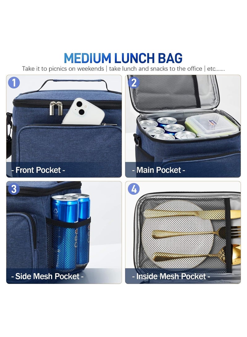 Bluejw Insulated Lunch Bag For Men Women Kids With Strap Handles, Wide Open Easy To Clean Insulated Lunch Bag Box For Office Work School Picnic Travel, Leakproof Thermal Cooler Insulated Lunch - Image 3