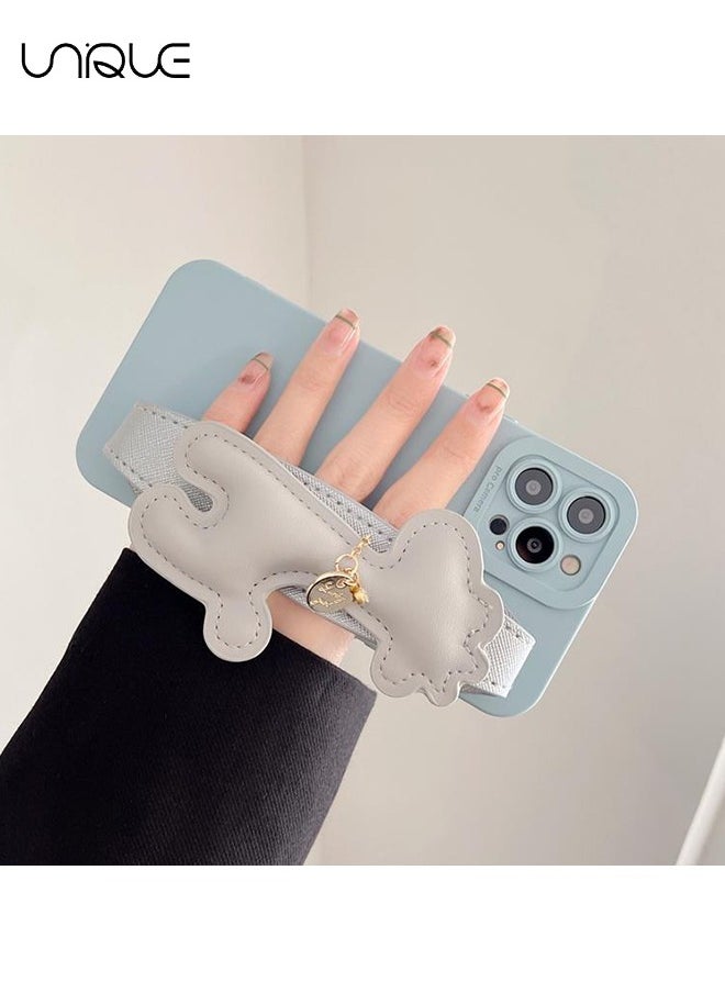 Unique Compatible with iPhone 15 Pro Phone Case, Wristband Holder, Cute Giraffe Phone Case, TPU Drop Protection - Blue  - Image 3