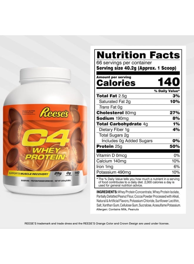 CELLUCOR C4 Whey Protein Powder, Reese’S Peanut Butter & Chocolate - 25g Protein, 0g Added Sugar, 140 Calories Per Serving, Supports Muscle Recovery, 66 Servings - Image 2