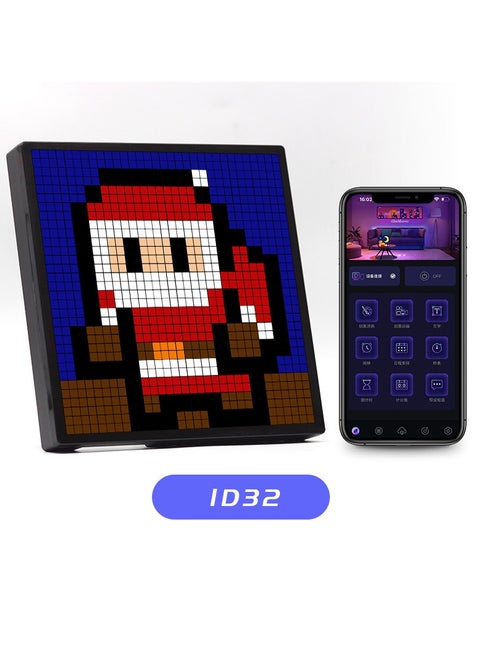 Pixel Art Bluetooth Speaker with 32x32 LED Display APP Control - Cool Animation Frame & Gaming Room Setup & Bedside Alarm Clock- Black