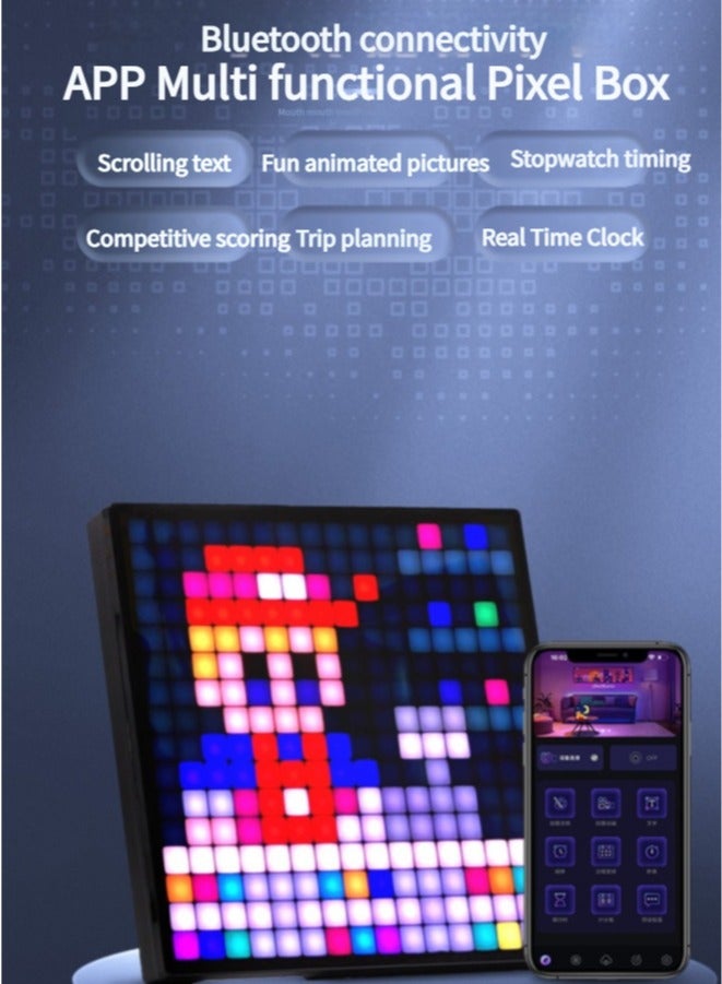 Pixel Art Bluetooth Speaker with 32x32 LED Display APP Control - Cool Animation Frame & Gaming Room Setup & Bedside Alarm Clock- Black