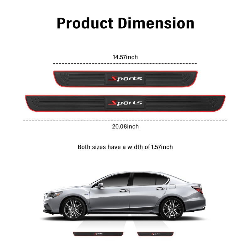 KIFIDAN 4PCS Car Door Sill Protector,Anti-Scratch & Waterproof Car Door Sills Scratch Protection,Universal Car Exterior Accessories Automotive Door Entry Guard for Car,Truck,SUV (Sport, Width 1.57'') - Image 2