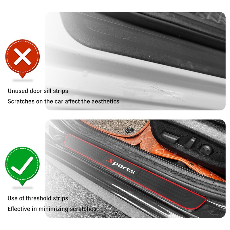 KIFIDAN 4PCS Car Door Sill Protector,Anti-Scratch & Waterproof Car Door Sills Scratch Protection,Universal Car Exterior Accessories Automotive Door Entry Guard for Car,Truck,SUV (Sport, Width 1.57'') - Image 3