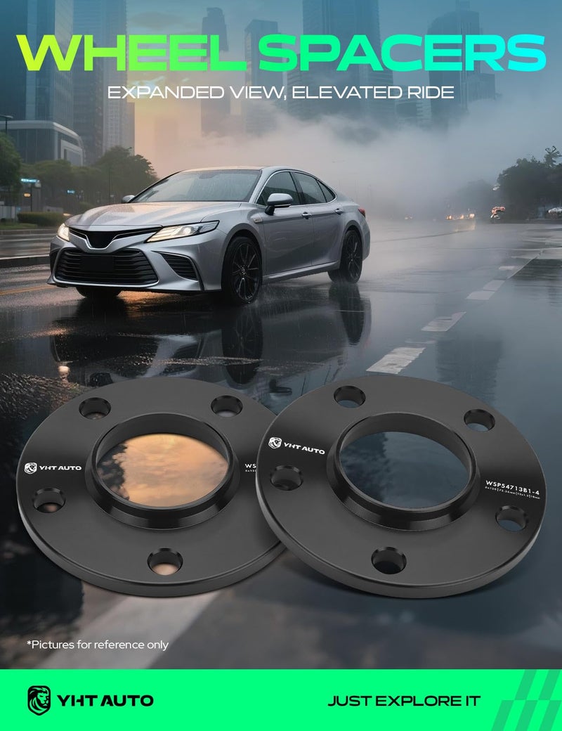 YHTAUTO 5x120 Hub Centric Wheel Spacers 10 mm Fits BMW 318i 318is 325i 325is 325xi 328i xDrive 330i 335i 525i 528i 530i, w/ M12x1.5 & 10.9 Grade Studs, 72.56 mm Hub Bore 5 Lug 4PCS Black Wheel Spacer - Image 2