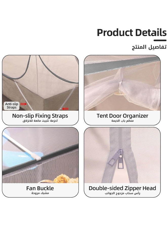 Pop-Up Mosquito Net Tent Wide Roof,Portable Folding Design with Bottom for Bedroom Yard Outdoor Camping Fishing Hiking Trip,Folding Bed Tent with Double Entry, Baby Toddler Bed Protection,Easy to Install ﻿  - Image 3
