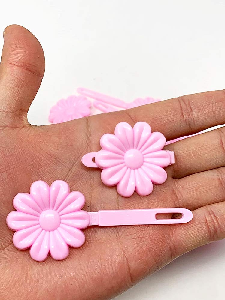 Tara Girls Super Cute Self Hinge Plastic Mulit Design Hair Barrettes Selection. 18 pc N.Sunflower(Black). Flower size 1.25 inch * 1.25 inch - Image 4