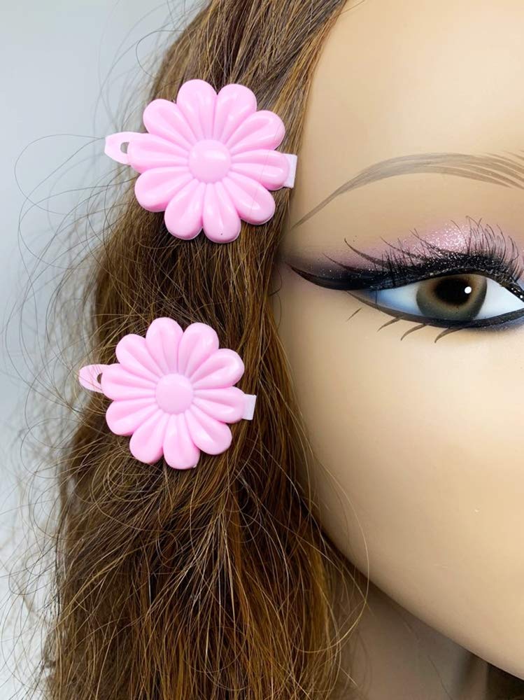 Tara Girls Super Cute Self Hinge Plastic Mulit Design Hair Barrettes Selection. 18 pc N.Sunflower(Black). Flower size 1.25 inch * 1.25 inch - Image 5