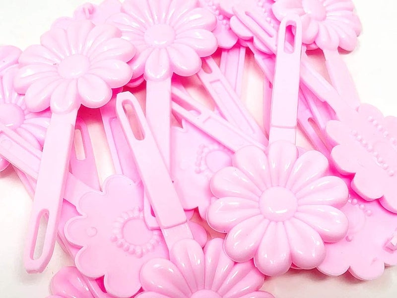 Tara Girls Super Cute Self Hinge Plastic Mulit Design Hair Barrettes Selection. 18 pc N.Sunflower(Black). Flower size 1.25 inch * 1.25 inch - Image 2