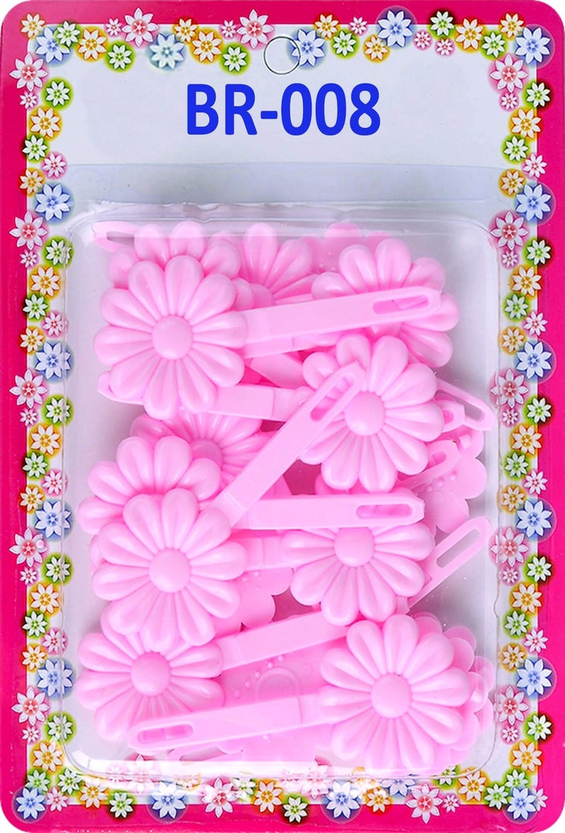 Tara Girls Super Cute Self Hinge Plastic Mulit Design Hair Barrettes Selection. 18 pc N.Sunflower(Black). Flower size 1.25 inch * 1.25 inch - Image 1