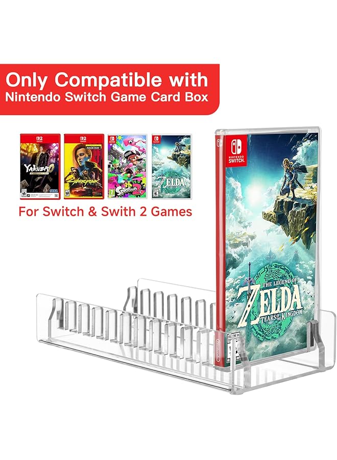 CaSZLUTION Acrylic Game Storage Organizer Stand Compatible With Nintendo Switch Game Card Case Upgraded Switch Game Display Holder Fits Up To 12 Games Box Clear - Image 2