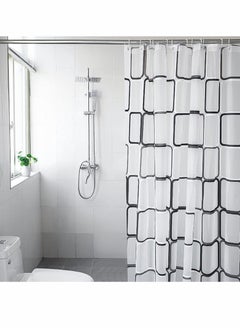 Excefore Bathroom Shower Curtain, Black and White Plaid Plastic Shower Curtain for Bathroom Decor, Waterproof Transparent Shower Curtain Hook Set, Modern Bathroom Curtain 71" x 71"  - Image 4