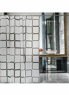 Excefore Bathroom Shower Curtain, Black and White Plaid Plastic Shower Curtain for Bathroom Decor, Waterproof Transparent Shower Curtain Hook Set, Modern Bathroom Curtain 71" x 71"  - Image 5