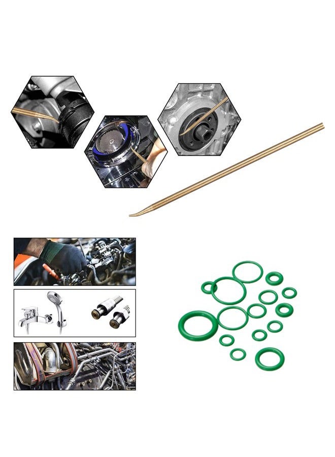 BUSY-CORNER 495 Pieces SAE Metric O Ring Kit with O-Ring Pick & Installation Tools Rubber Washer Orings for A/C Professional Plumbing Automotive(Green Green) - Image 5