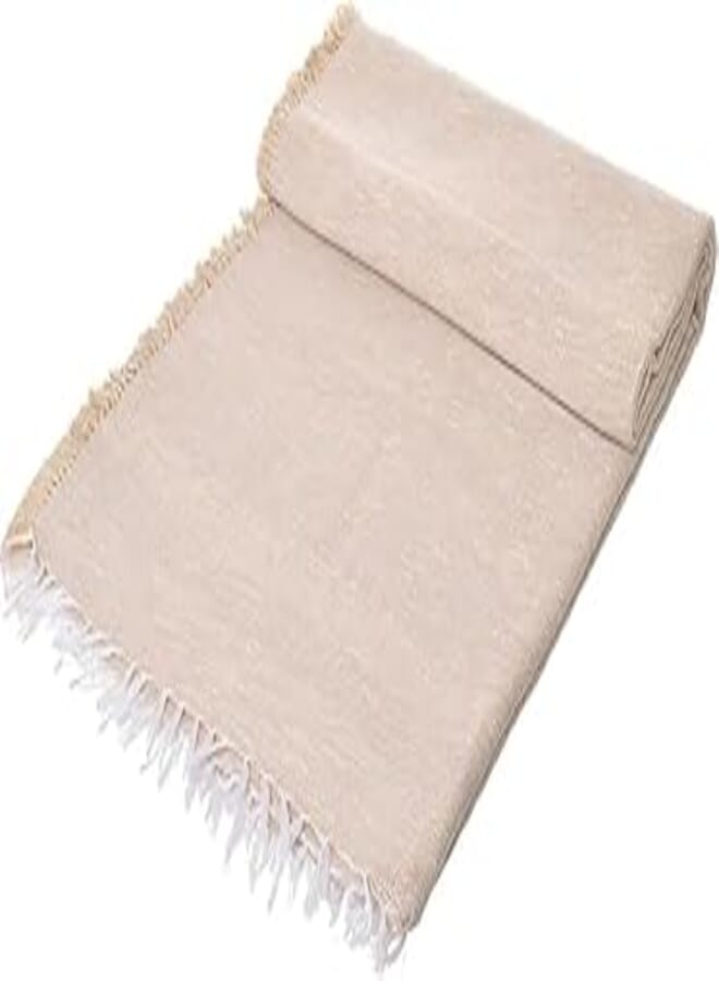 Akhmim Handmade Linen Coverlet for Bed 215x250cm - Beige -58