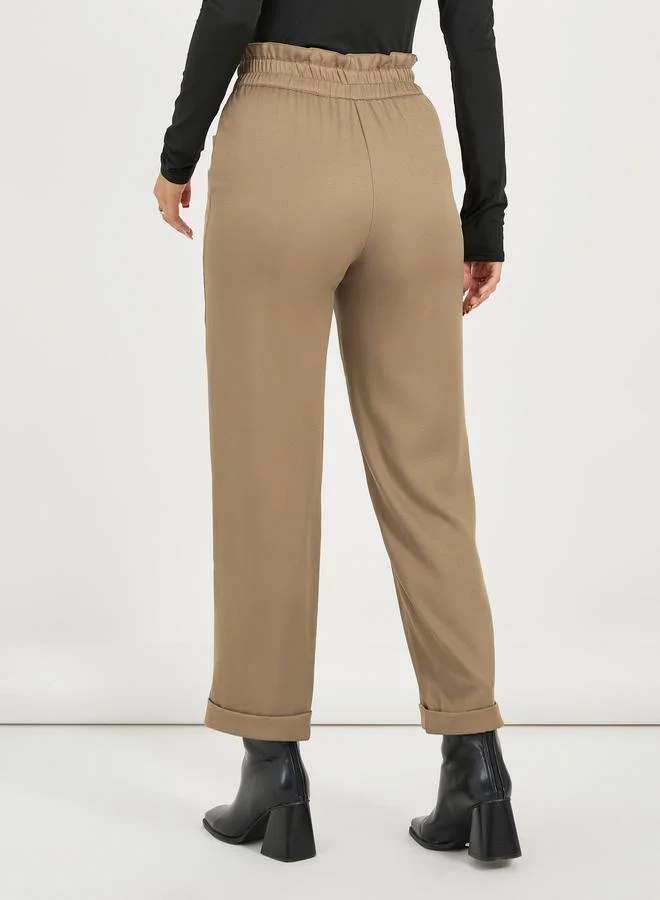 Styli Elastic High Rise Cropped Design pants