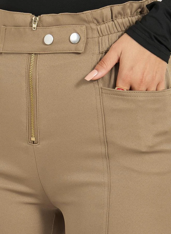 Styli Elastic High Rise Cropped Design pants