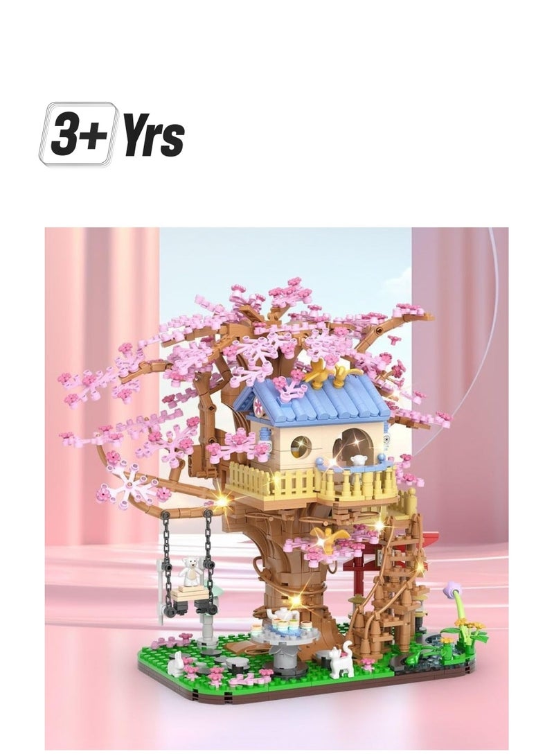 Cherry Blossom Tree Building Kit, Flowers House Construction Set, Tree Blocks Toys for Girls and Adults, 1446 Pieces Mini Bricks - Image 1