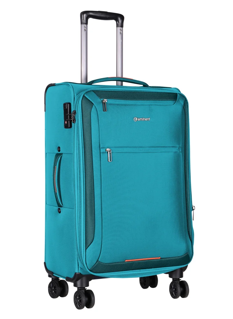 إيمينينت Unisex Soft Travel Bag Large Luggage Trolley Polyester Lightweight Expandable 4 Double Spinner Wheeled Suitcase with 3 Digit TSA lock E751 Green