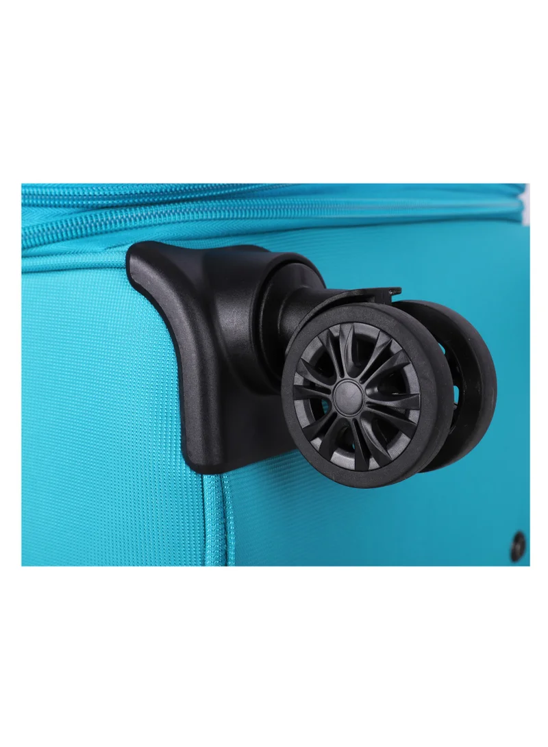 eminent Unisex Soft Travel Bag Large Luggage Trolley Polyester Lightweight Expandable 4 Double Spinner Wheeled Suitcase with 3 Digit TSA lock E751 Green