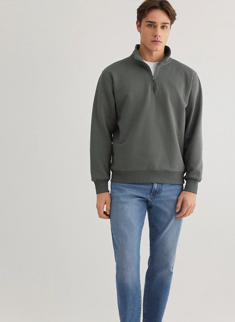 MAVI Half Zip Green Sweatshirt