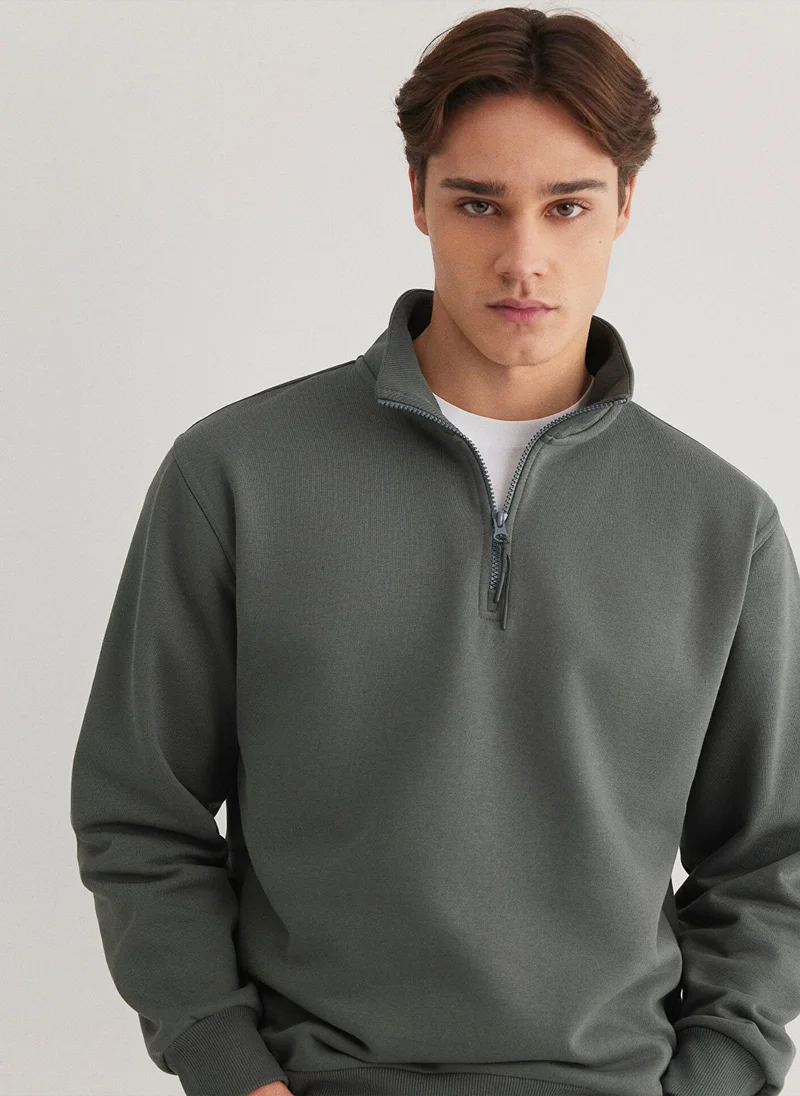 MAVI Half Zip Green Sweatshirt