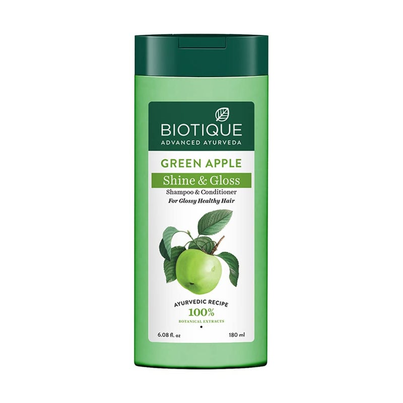 Biotique Bio Green Apple Fresh Daily Purifying Shampoo and Conditioner for Oily Scalp and Hair, 180ml - Image 1