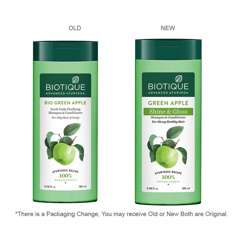 Biotique Bio Green Apple Fresh Daily Purifying Shampoo and Conditioner for Oily Scalp and Hair, 180ml - Image 3