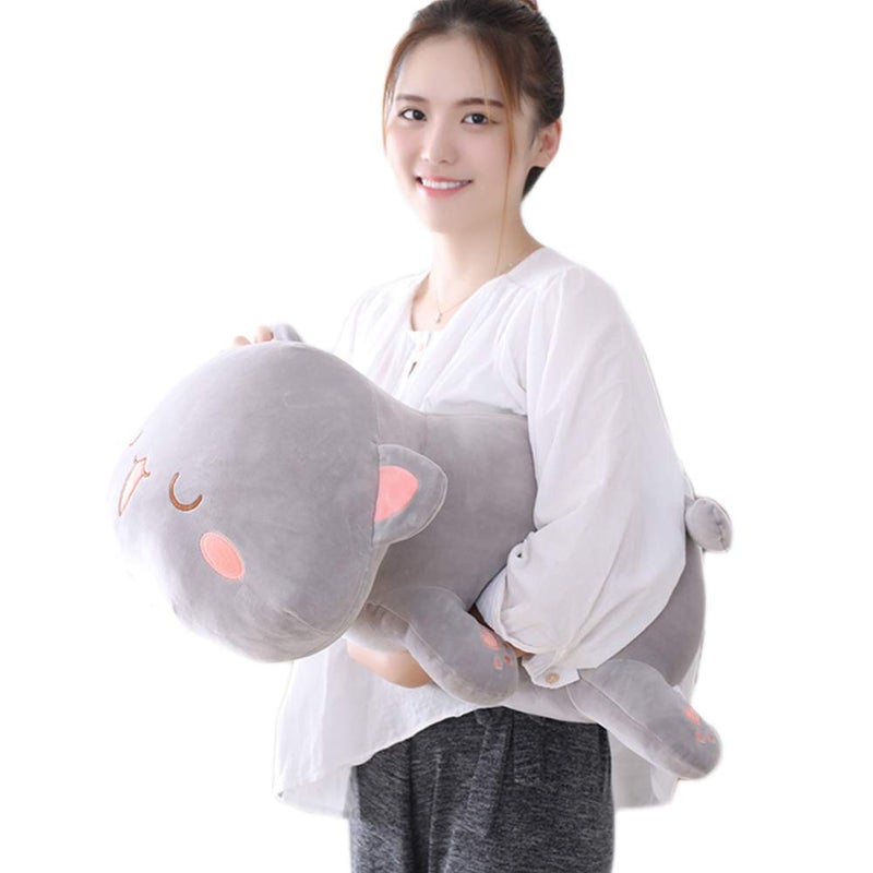 Jensquaify Cat Stuffed Animals  Soft Cat Plush Pillow Kitten Stuffed Animal Toy Gifts for Kids (Grey Round Eyes  19.6"") - Image 4