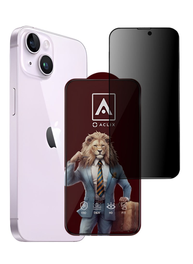 ACLIX Antistatic ESD Dust Proof Premium Quality High Definition Anti-Spy Privacy Tempered Glass Screen Protector Designed For  iPhone 14 Plus - Image 1