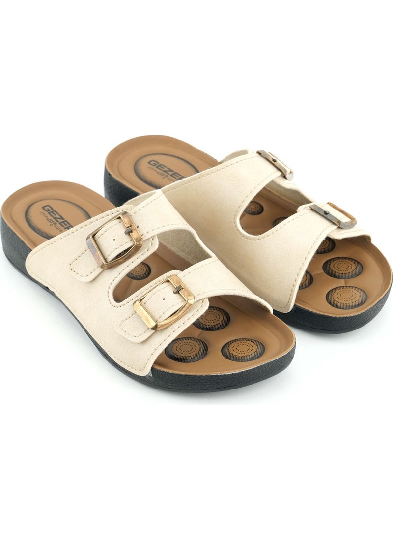 Gezer - Summer Comfortable Sole Two Buckle Adjustable Faux Leather Daily Women's Slippers - Image 1