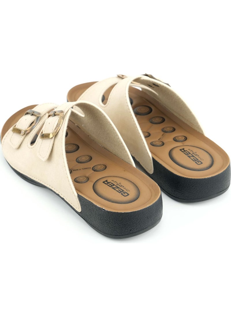 Gezer - Summer Comfortable Sole Two Buckle Adjustable Faux Leather Daily Women's Slippers - Image 1