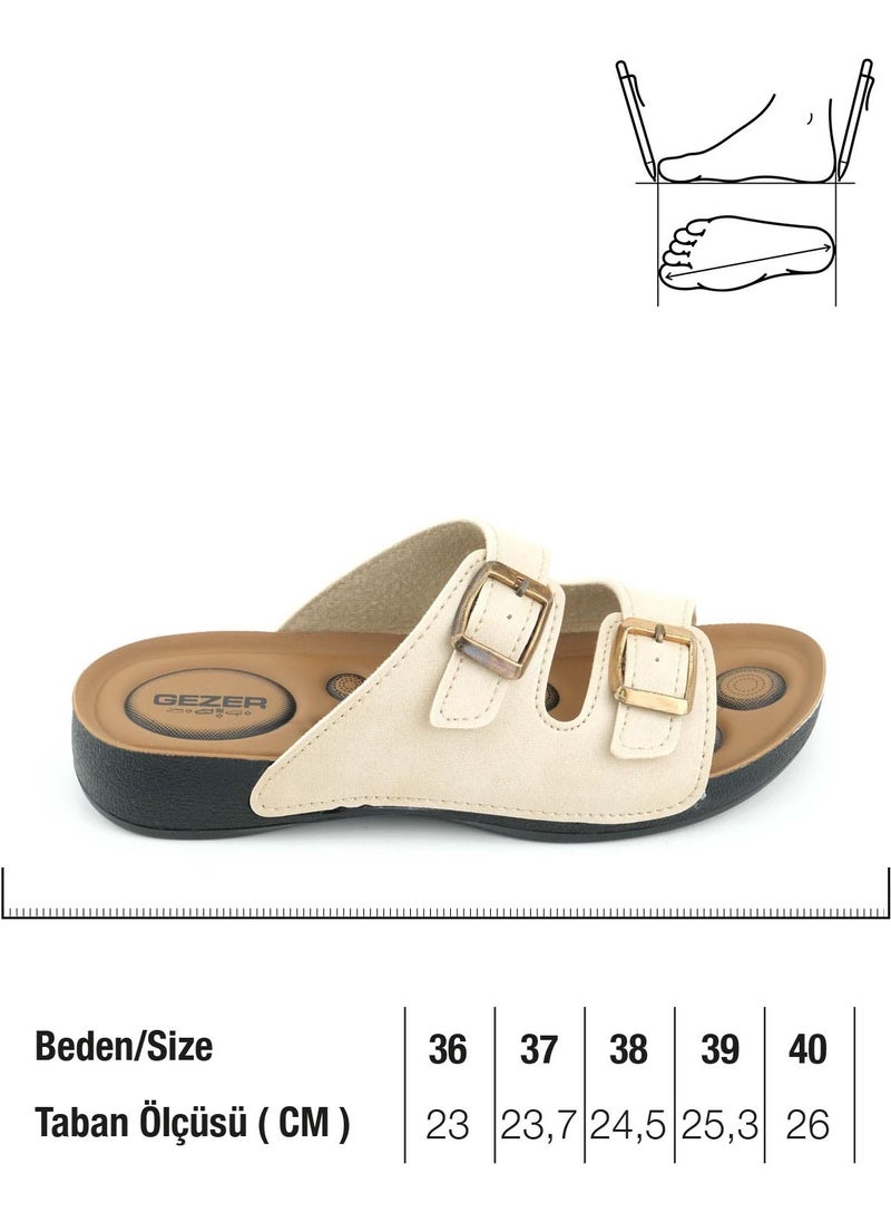 Gezer - Summer Comfortable Sole Two Buckle Adjustable Faux Leather Daily Women's Slippers - Image 1