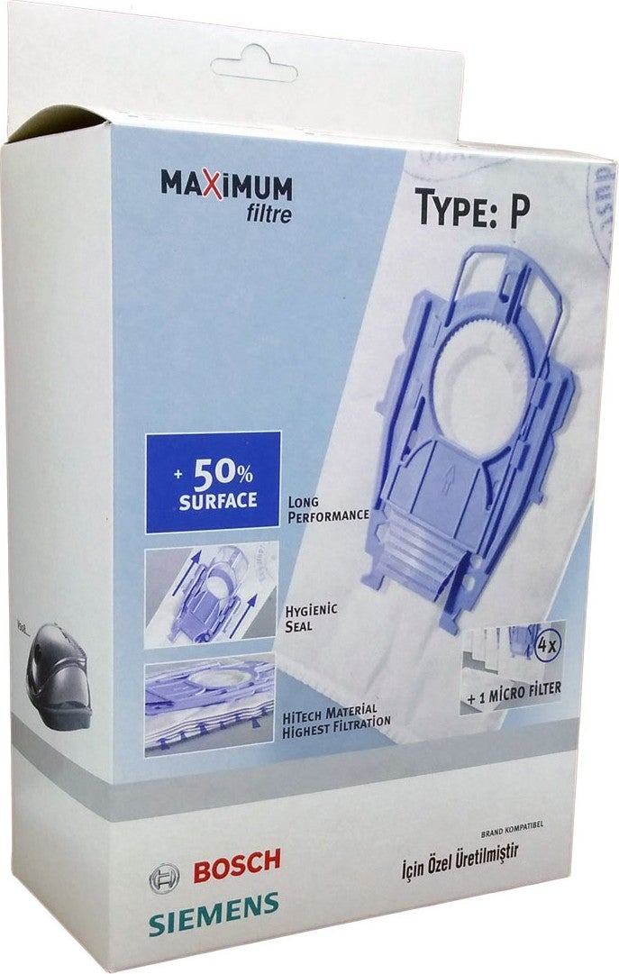 Meltem Bosch Type P Vacuum Cleaner Dust Bag 4 Pieces + Micro Filter - Image 1