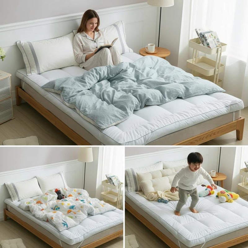 الكبريت سلفار مزدوج المادة الناعمة غطاء المرتبة، قماش، أبيض (120×200 سم) - Image 3