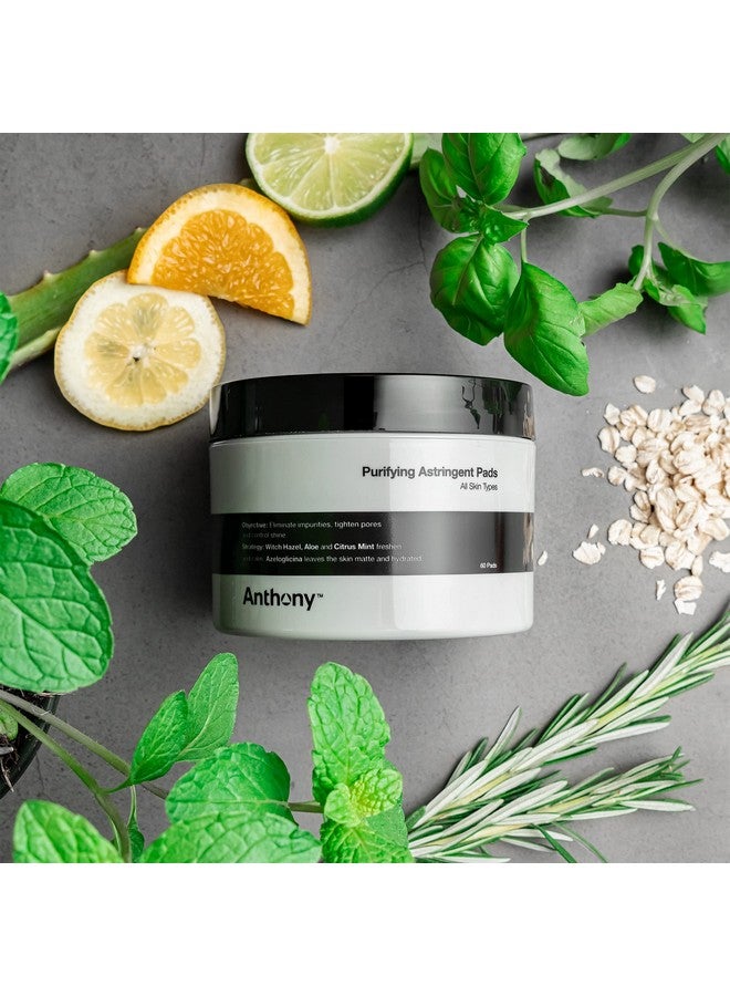 Anthony Nthony Witch Hazel Pads Pore Cleaner: 60 Count Purifying Astringent Cleansing Toner Pads Aloe Vera And Citrus Mint Eliminate Impurities Minimize Pores And Control Shine - Image 4