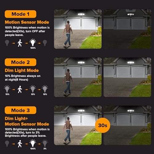 UME Solar Outdoor Lights 302 LED 3000LM, IP65 Waterproof Motion Sensor Outdoor Lights, 3 Heads Solar Security Flood Lights 270 Wide Lighting Angle with 3 Modes for Garden Patio Yard - Image 4