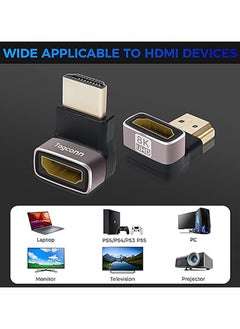 بيوينتي 8K HDMI 2.1 Adapter 90 Degree and 270 Degree Gold Plated Adapter 2 Pack, Right Angle HDMI Male to Female Connector Converter HDMI L Shape Extender, Supports 8K@60Hz，4K@120Hz，4K@60Hz，4K@30Hz  - Image 5
