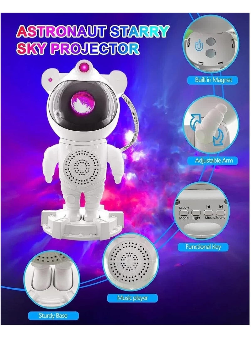 Star Night Light Projector, Music Bluetooth Speaker, Spaceman Astronaut Galaxy,Timer, Remote Control,360°Rotation Head, Nebula Starry Sky Moon Multi-Projection,Sleeping Lamp,Game Room Gift