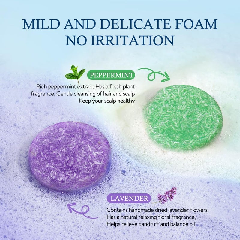 LIYALAN Lavender and Peppermint Shampoo Bar for Hair Solid Soap(2 Pack),Deep Cleansing Hair Shampoo for Fine Oily Hair - Image 3