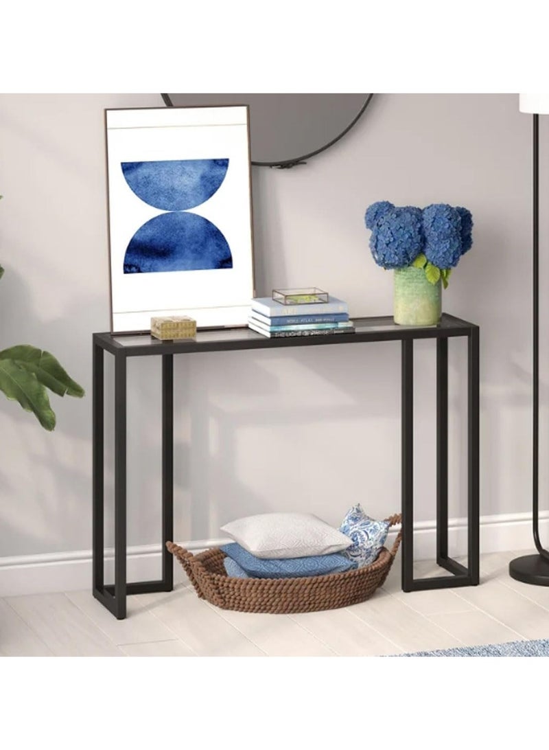 LINGWEI Console Table Metal Frame with Glass Surface Console Table Sofa Side Table For Living room Bedroom - Image 1