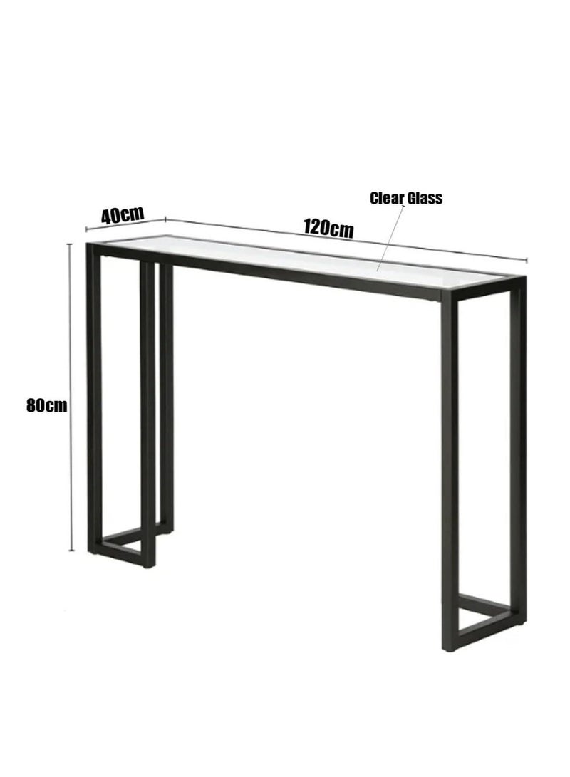 LINGWEI Console Table Metal Frame with Glass Surface Console Table Sofa Side Table For Living room Bedroom - Image 4