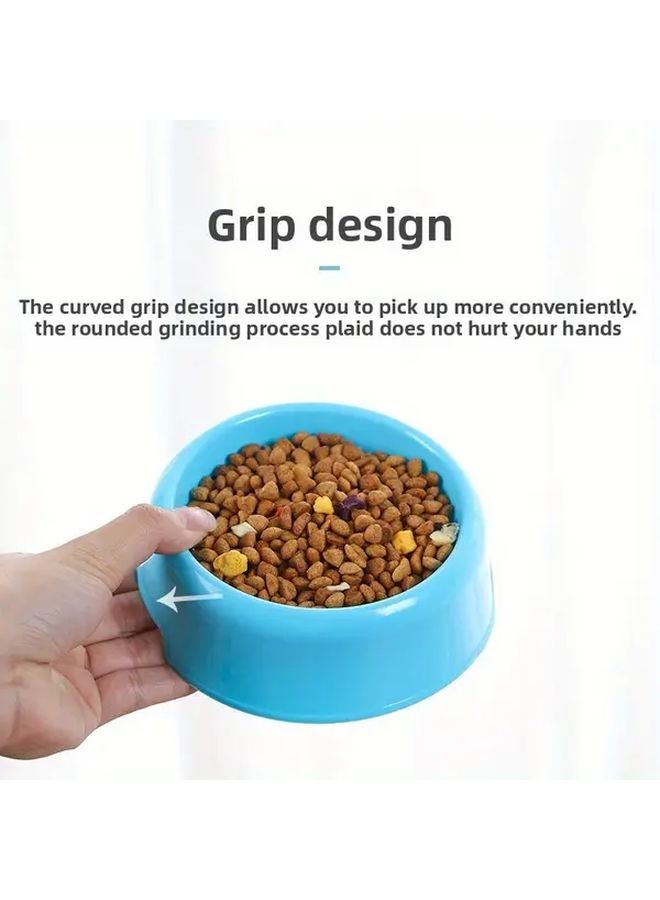 مجموعة وعاء الحيوانات الأليفة المستديرة الوردي من قطعتين، أوعية طعام للكلاب والقطط متينة من البلاستيك مقاومة للانسكاب - Image 5