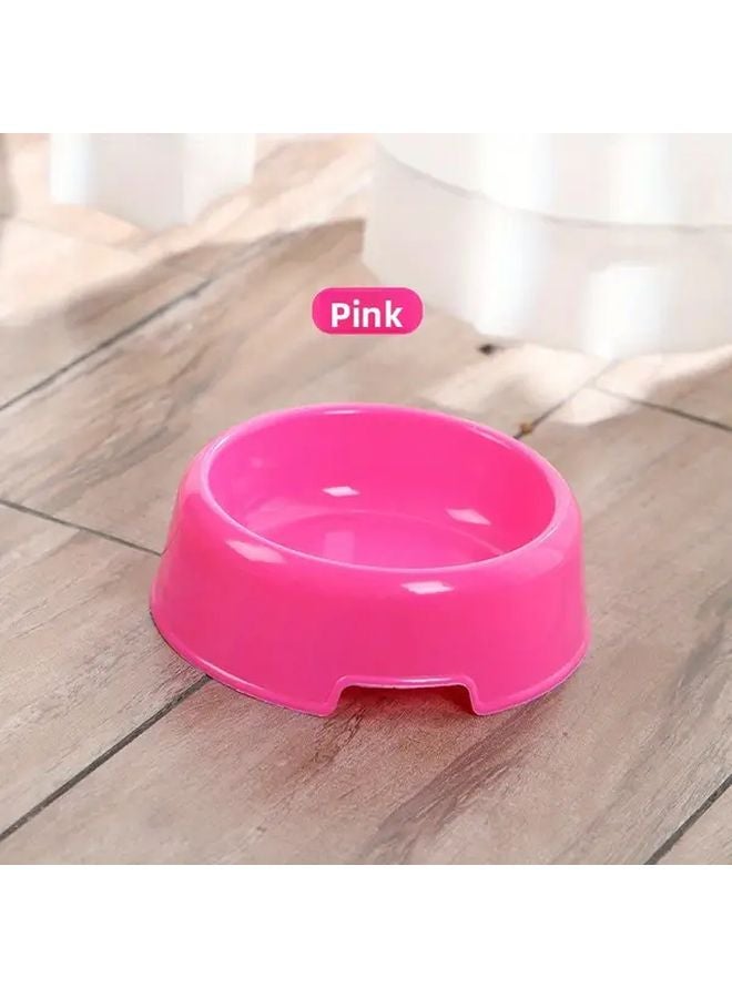 مجموعة وعاء الحيوانات الأليفة المستديرة الوردي من قطعتين، أوعية طعام للكلاب والقطط متينة من البلاستيك مقاومة للانسكاب - Image 1