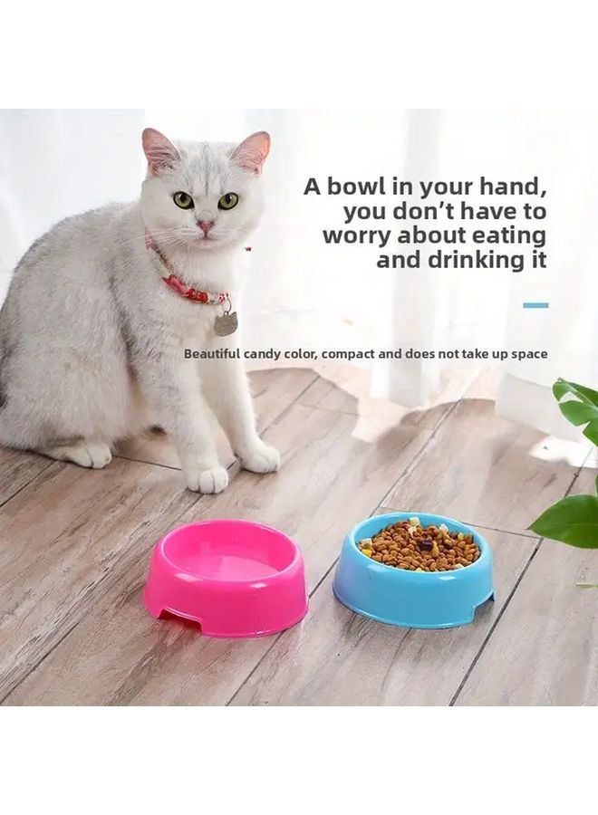 مجموعة وعاء الحيوانات الأليفة المستديرة الوردي من قطعتين، أوعية طعام للكلاب والقطط متينة من البلاستيك مقاومة للانسكاب - Image 4