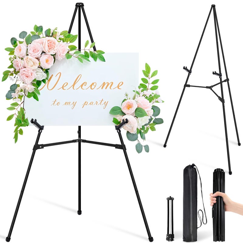 VAIIGO Easel Stand for Sign  63 Display Easel for Wedding Sign Stand Poster Stand Lightweight Adjustable Poster Easel for Painting Portable Easel Stand with Carrying Bag Black 1Pcs